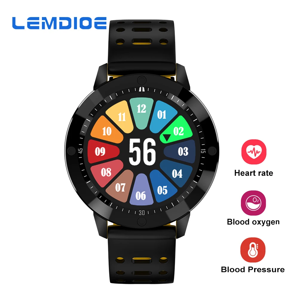 

LEMDIOE Smart Watch IP67 Waterproof Heart Rate Blood Pressure Blood oxygen Monitoring Breathing Light Sports Smartwatch