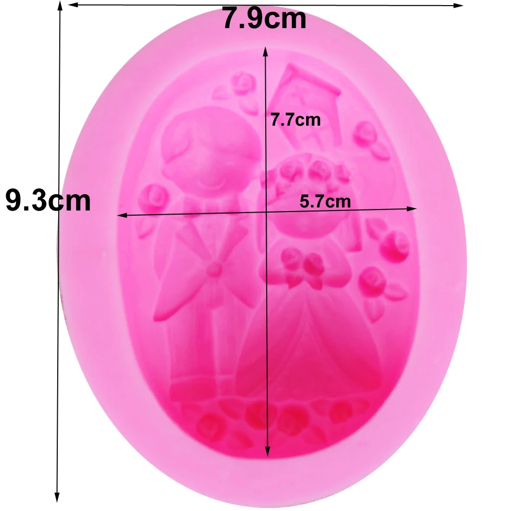 Byjunyeor S054 Свадебная форма для торта, жениха, невесты, сделай сам силиконовая форма для льда, форма для выпечки, инструмент форма для мыла 9,3*7,9*3,6 см