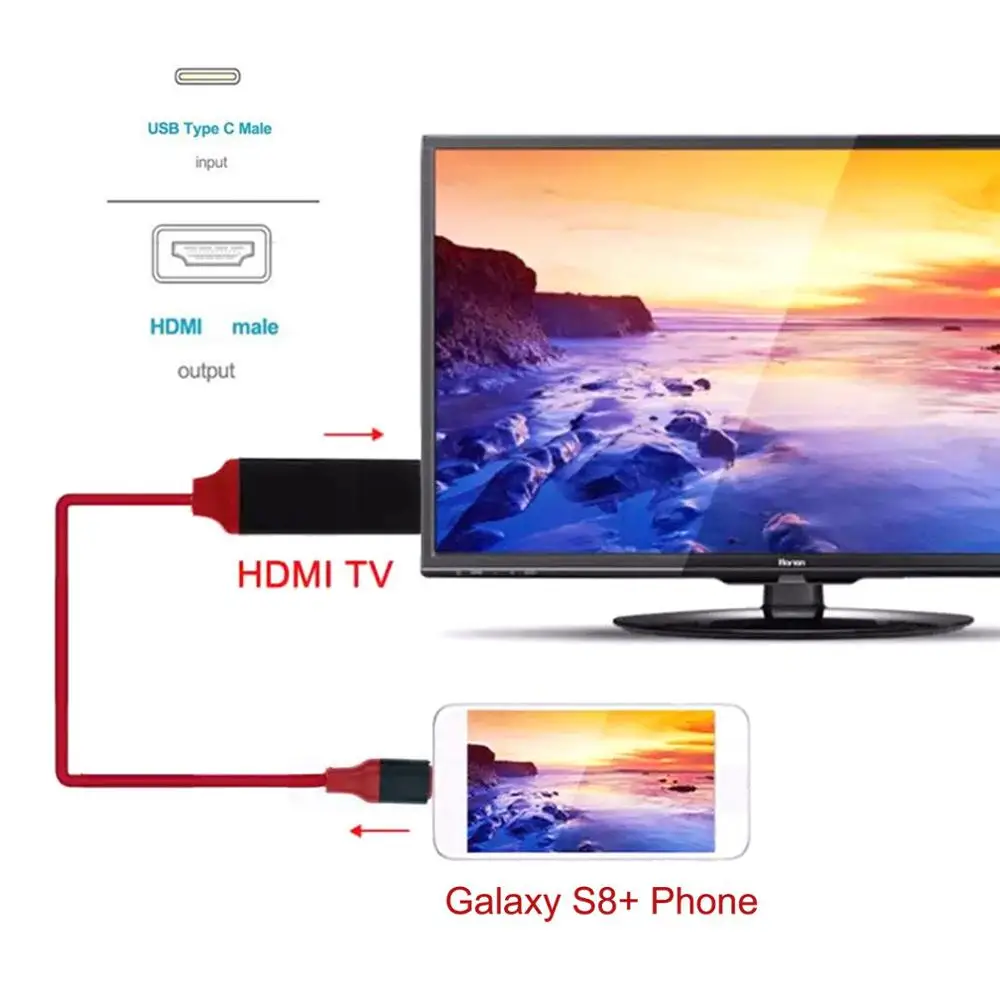 USB-C Тип C USB 3,1 к HDMI 4 k, 2 k HD кабель для ноутбуков и Galaxy S8& XPS13 2 м