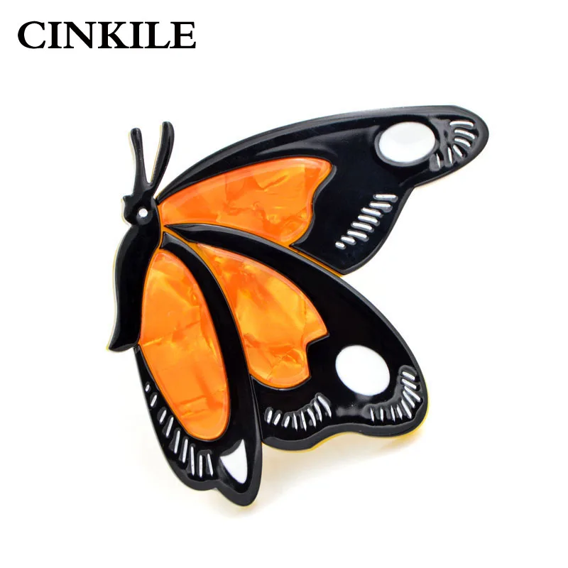 

CINKILE Cute Yellow Color Butterfly Brooches for Women Acrylic Insect Pin Acetate Fiber Broches High Quality 2018 New Gift