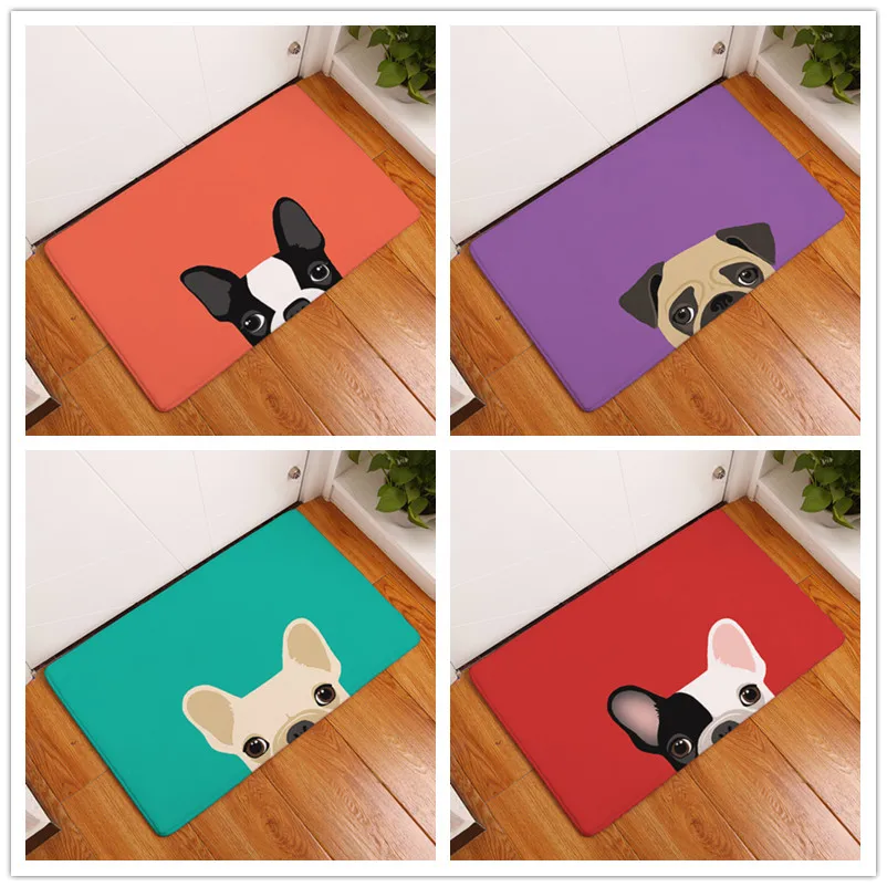Kaufen 2017 New Cartoon Dog Print Carpets Bathroom Mats Anti Slip Rugs 40X60 50X80cm.