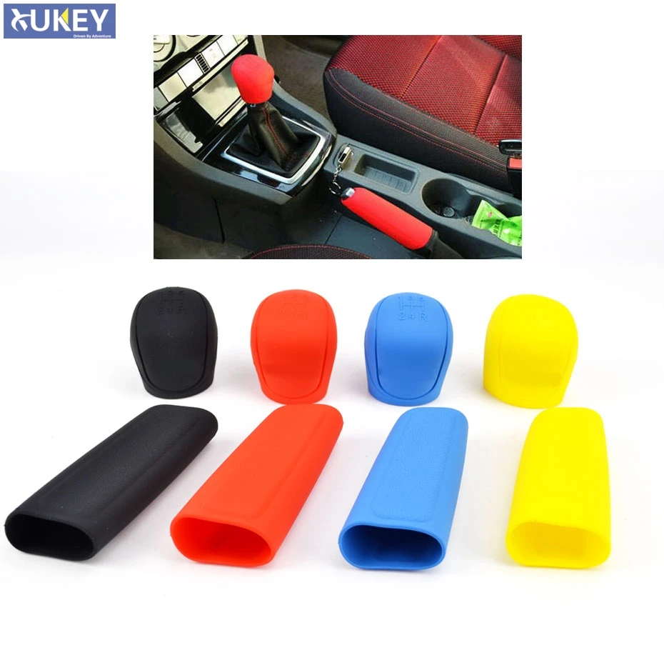 

2017 Upgraded Universal Car Silicone Gear Head Shift Shifter Knob Cover Gear Shift Collars Handbrake Car Hand Brake Covers Skin