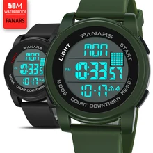 Мужские с большим циферблатом спортивные часы многофункциональный хронограф 50 м водостойкий мужские часы Дата цифровые наручные часы relogio masculino
