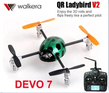 Asli Walkera QR Ladybird V2 dengan DEVO 7 Transmitter 3D 3-axis-Gyro 2.4 GHz RC Quadcopter Drone Helicopter RTF