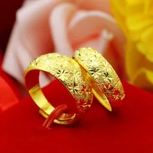 Dubai Gold Color Rings Set for Women Full Star Lover's Ring 2pcs Sets Wedding Engagement Jewelry Anel Anillo Valentine's Gift dazz special design lily flower shape wide bangle ring sets three tones color copper jewelry set full rhinestones wedding bijoux