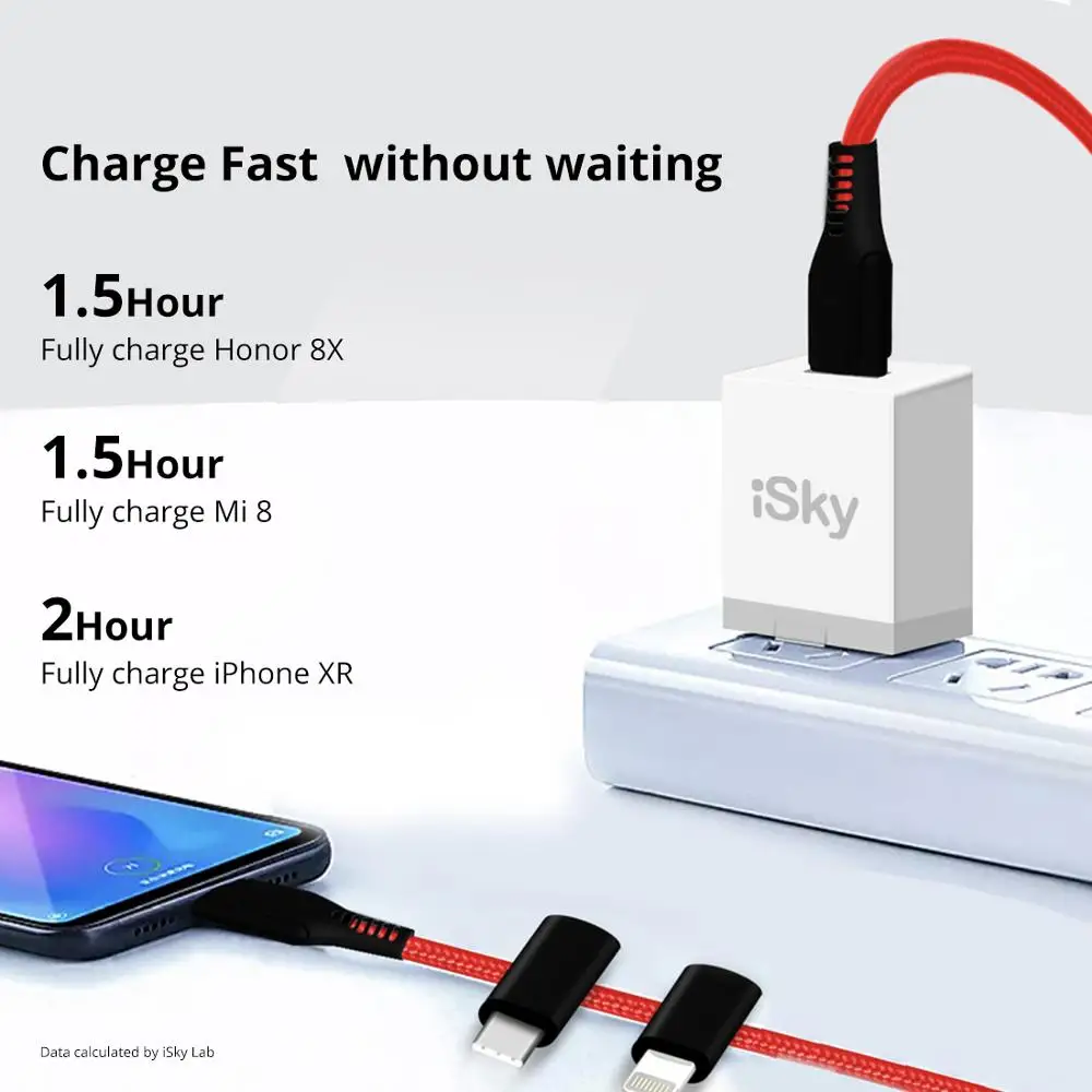 ISky MFi кабель Lead【3 в 1 】 USB кабель для iPhone Android usb type C для Lightning-USB быстрая зарядка 2.4A для xiaomi Синхронизация данных