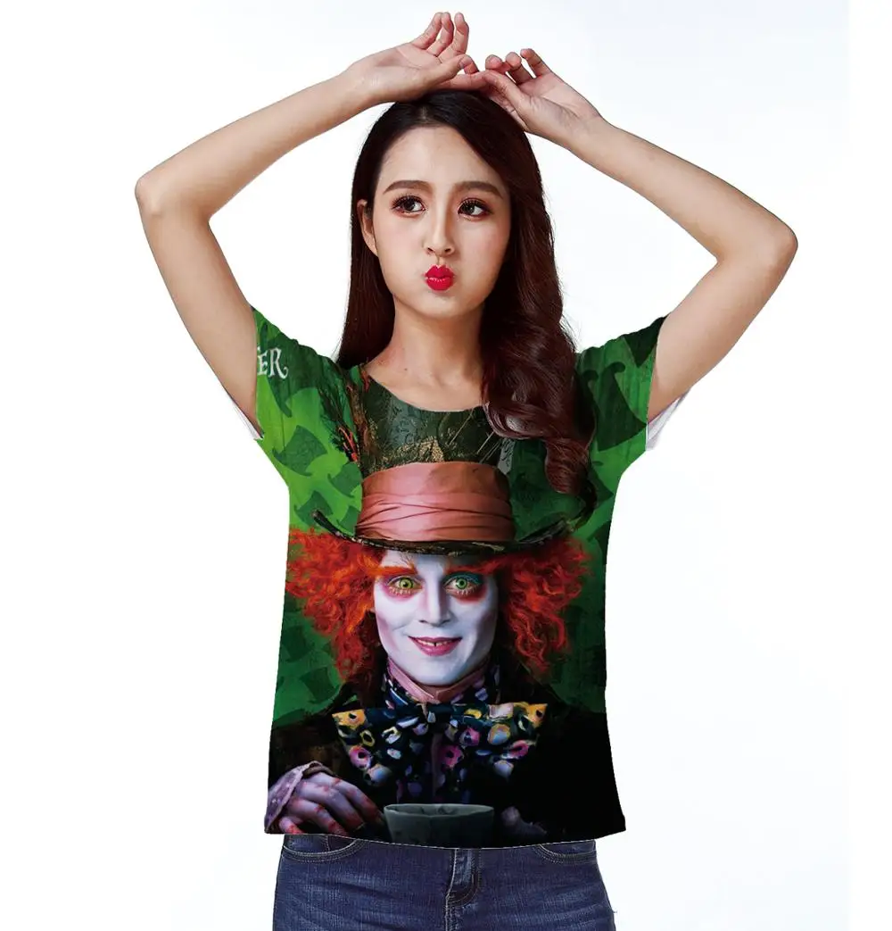 

Track Ship+Vintage Retro Cool Rock&Roll Punk T-shirt Top Tee Alice Wonderland The Mad Hatter Gentleman With Tea 0861