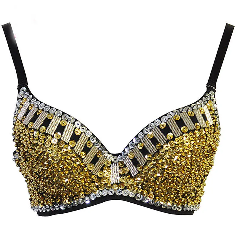 

Nightclub Party Dance Gold & Silver Sequined Beading Soutien Gorge Push Up Bra Sexy Bralette Women Brassiere Sujetadores Mujer