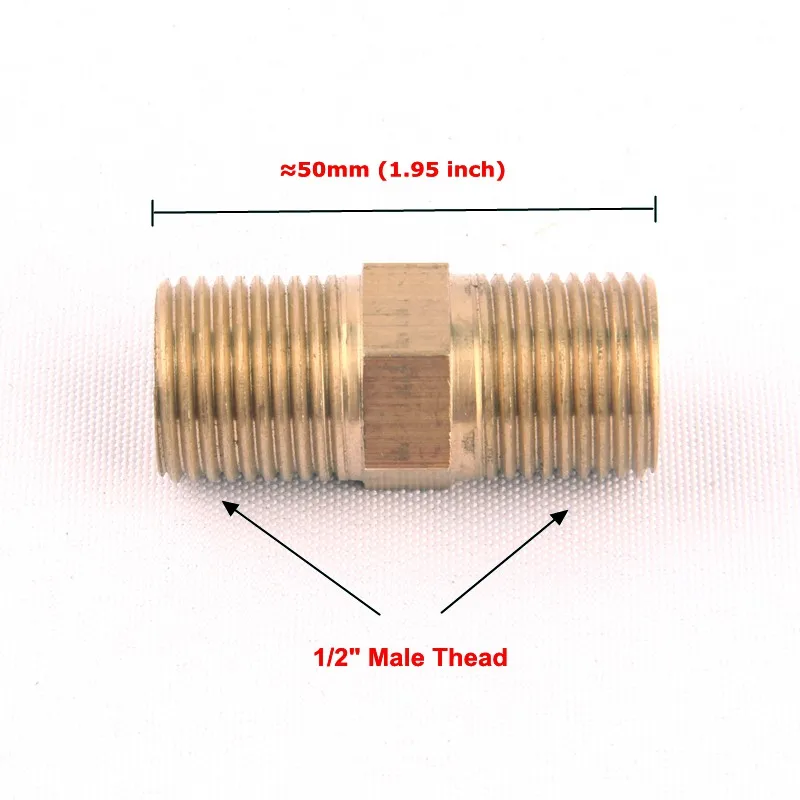 50 мм (1.95 ") 1/2 дюйма Медь Давление Мужской адаптер Медь Соски Расширенный Длина разъем Сад Орошение Соединительные части труб