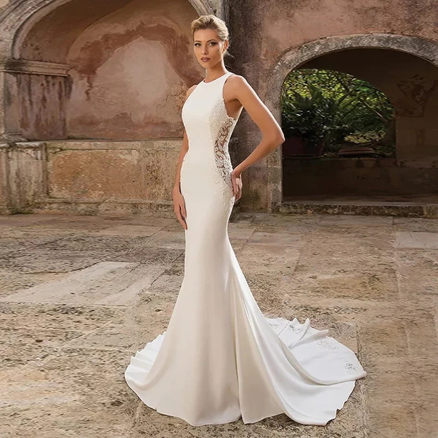 crepe satin wedding dress