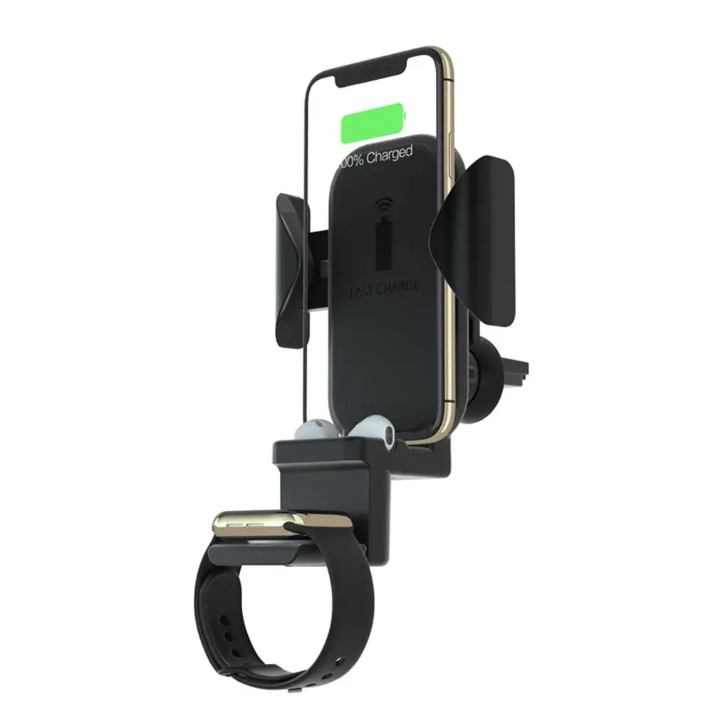  HOT POP 3 in 1 Universal Wireless Car Phone Charger Holder for iPhone Apple Watch Air pods Wireless Charger Car Phone  
