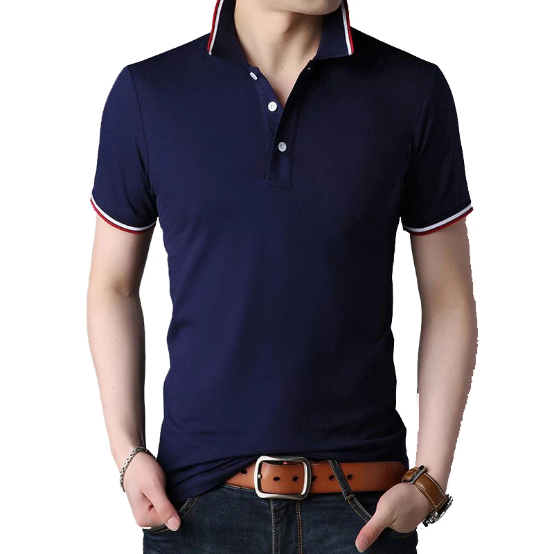 

TFETTER 2018 New Arrival Casual Business Men's T-shirt Short Sleeve Solid Color Stripe Collar Tshirt Men Summer Tops & Tees