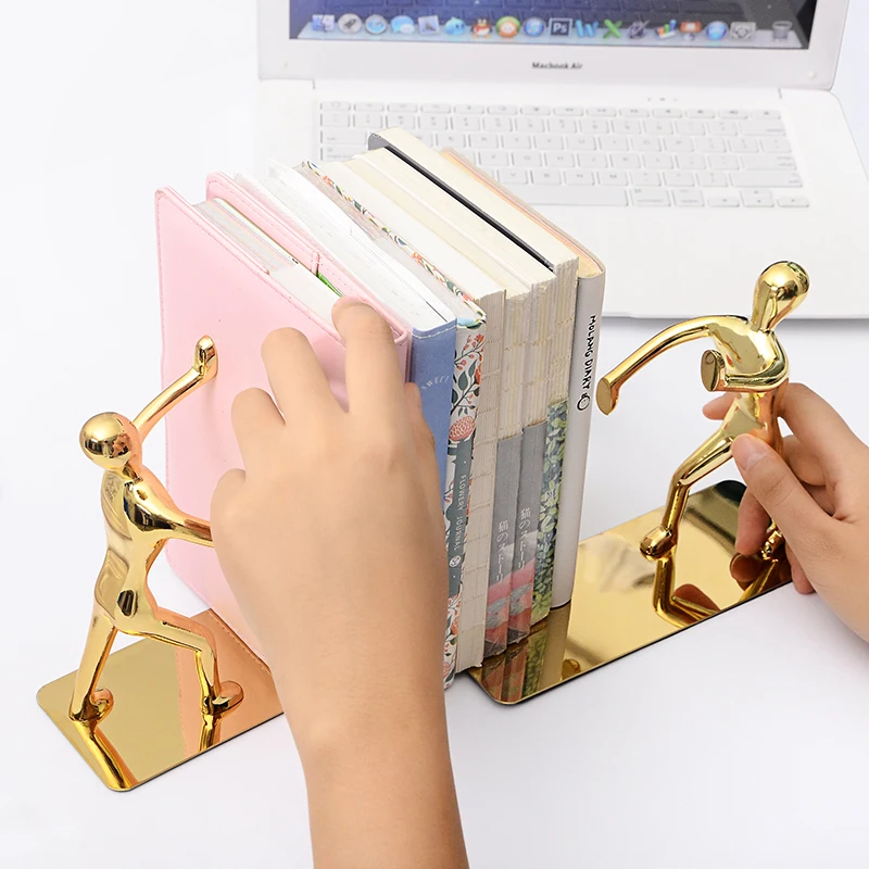 Najtaniej 2 sztuk para nowość Metal Bookend prezent Kungfu półka na książki książki stojąca półka uchwyt na Slive organizer na biurko Bookends wysokiej jakości