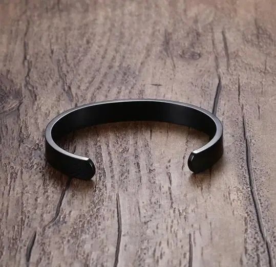 Fate Love распродажа ювелирных изделий Нержавеющая сталь 8 мм ровный браслет на запястье для Для мужчин Для женщин ювелирные изделия 2,4'' - Окраска металла: black