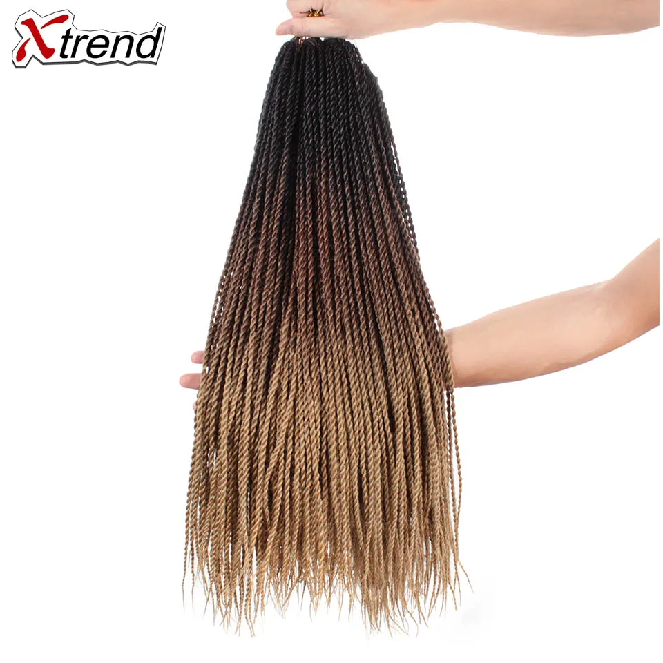 Xtrend Synthetic Crochet Hair Ombre Senegalese Twist Crotchet Braid 24inch 30 Roots Braiding Meche Extensions Twists Braids