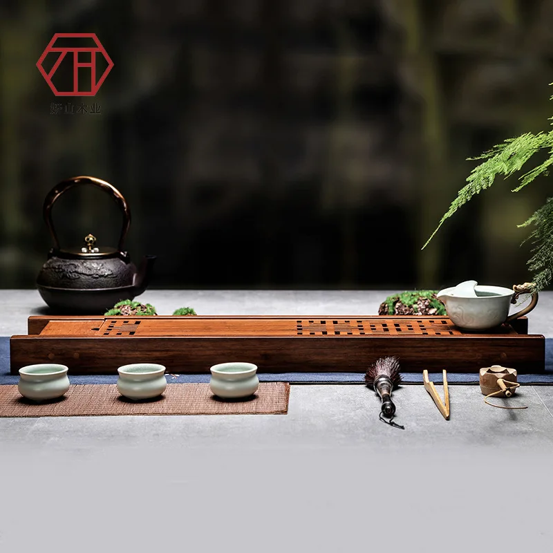 "Yan Mountain" Enlightenment of new Chinese whole heavy bamboo tea tray creative Kung Fu tea to send water