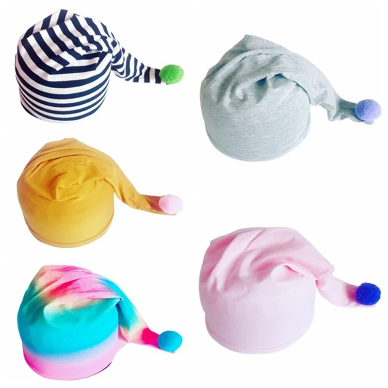 Newborn Baby Hat Cotton Double Layer Hand Tailed Hat Hair Ball Caps