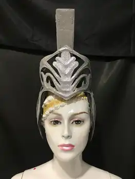 Headdress flower carnival party Feather headdress flower Stage performance Feather clothing Warrior helmet Ladies man