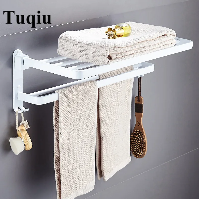 Cuarto de baño accesorios gratuito uñas de aluminio blanco baño Hardware conjuntos toalla Rack titular de papel higiénico titular de cepillo de ganchos
