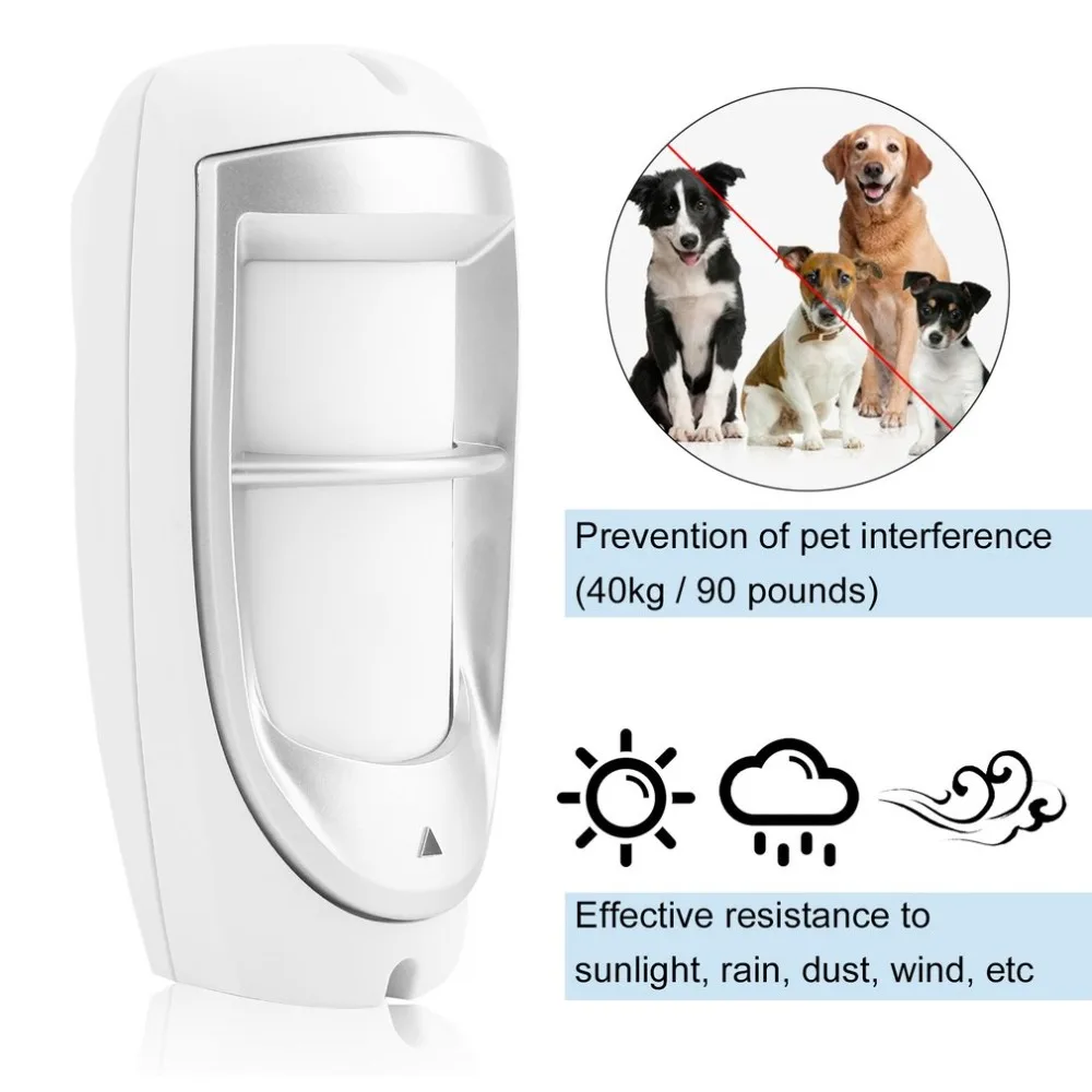 

Pet Immunity IP45 Outdoor Digital Motion Dual PIR Detector Waterproof Dual Optical Filtering Sensor System White