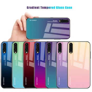 

50pcs Gradient Colorful Case For Huawei P30 P20 Mate 30 Pro 20 Lite Nova 5 5i 4 P Smart Z Y7 Y6 Soft TPU Tempered Glass Cover