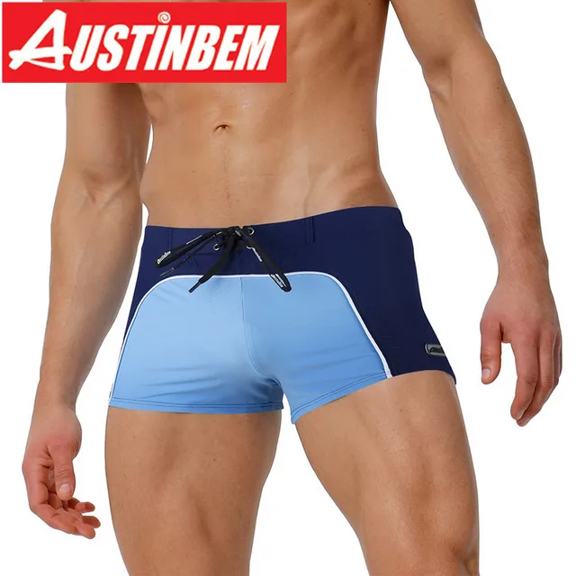 Cheap Austinbem Swimsuit Men's High-quality Boxer Profile Swimming Shorts Men's Swimwear Pants 2018 Summer Sexy Beach Shorts XL 209