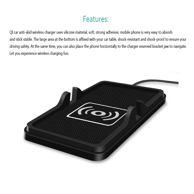 TURATA Qi Беспроводное Автомобильное зарядное устройство для samsung S8 Plus держатель для приборной панели нескользящий Силиконовый Универсальный коврик подставка для iPhone 7 LG