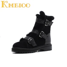

Kmeioo 2018 Round Toe Flat Heel Woman Boots Zipper Winter Shoes Keep Warm Skid Resistance Ladies Shoes Snow Anckle