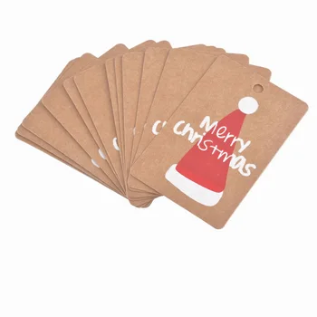 

LASPERAL 50PCs Lovely Round Square Tags High Quality Paper Tags Printing Christmas Figures For Christmas Gifts Fashion Tags