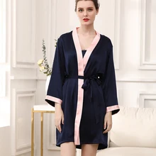 Тутового натурального шелка женский халат и платье наборы с поясом Элегантный женский халат и сексуальная ночная рубашка sp0125