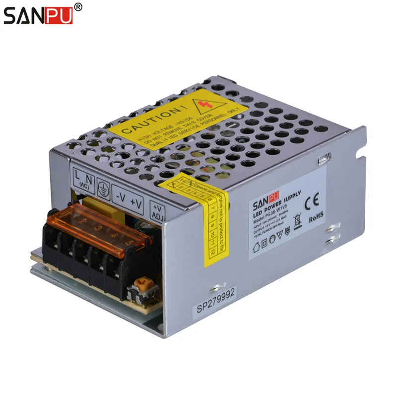 

SANPU SMPS 5V DC 36W Switching Power Supply 7A Constant Voltage Single Output AC-DC Transformer LED Driver 28W for LEDs 5VDC