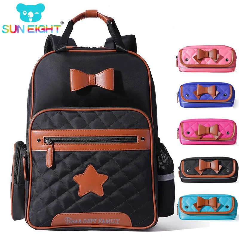 

Orthopaedic 2018 New Nylon School Bag Bow Girl Schoolbag Waterproof Child School Backpack School Bags For Kid Girl Pencil Case