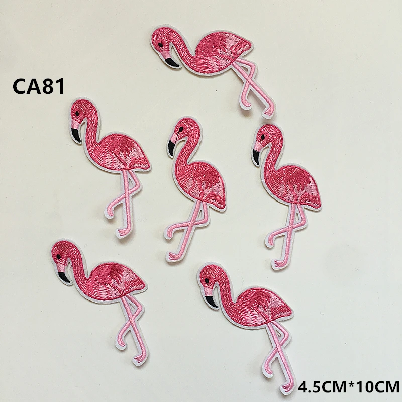 

Pink Flamingo Applique Embroidered Iron patch for Clothes Sticker Jacket Badges hat accessories CA81
