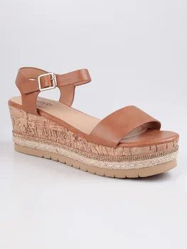 

SOLADA camel sandals with wedge heel and platform