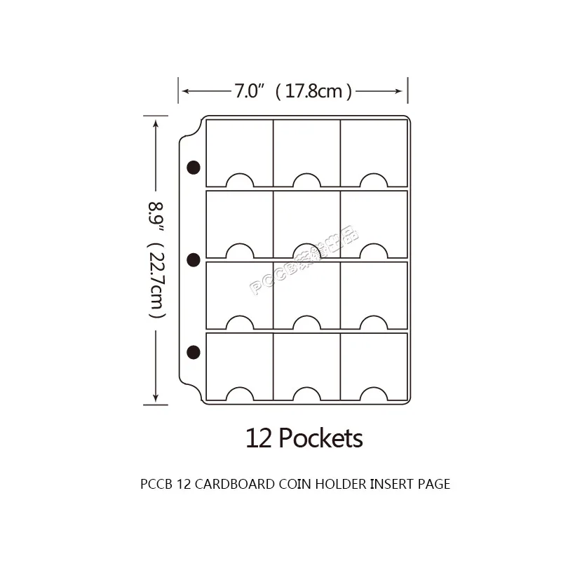 802325 pccb 12 grid cardboard coin holder album insert page sheets coin protector sheets