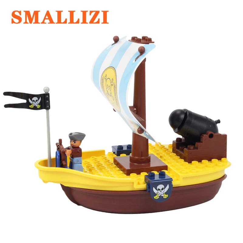 

Pirate Series Pirate Ship Model Big Particle Building Blocks Set Toys Compatible With Duploe Brick DIY Educational Toy Gifts