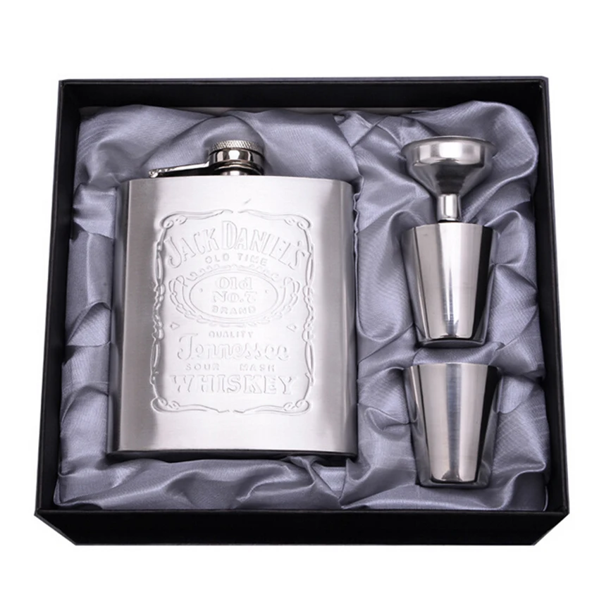 7 oz Metal Outdoor Portable Flagon Stainless Steel Travel Silver