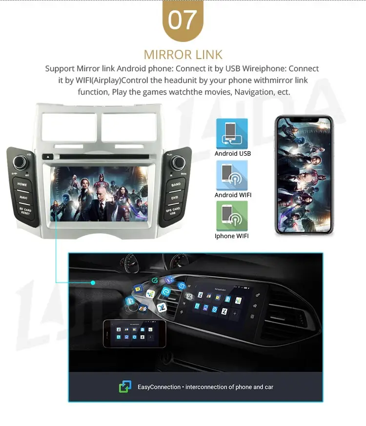 Excellent LJDA 2 Din Android 9.1 Car Radio For Toyota Yaris 2005-2011 Car Multimedia Player Stereo Auto Audio GPS Navigation DVD Video 9