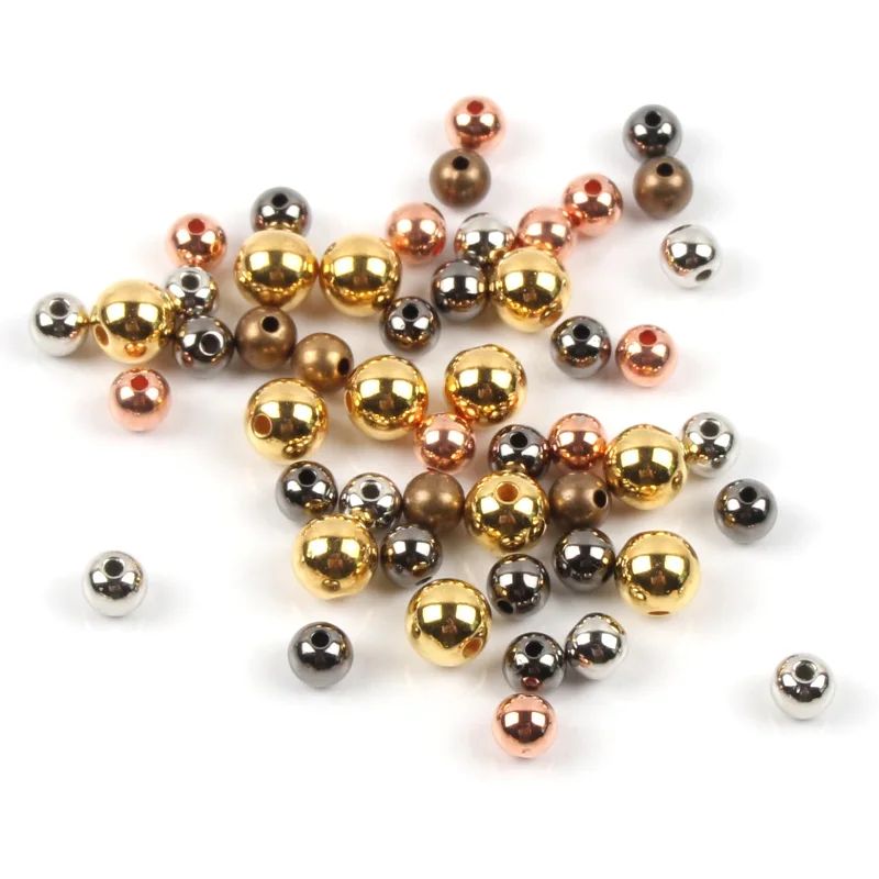 DIY 3 4 5 6 8 10 12 мм черный золотой серебряный CCB круглые мелкие Бусины Свободные бусины для Аксессуары для ювелирных изделий