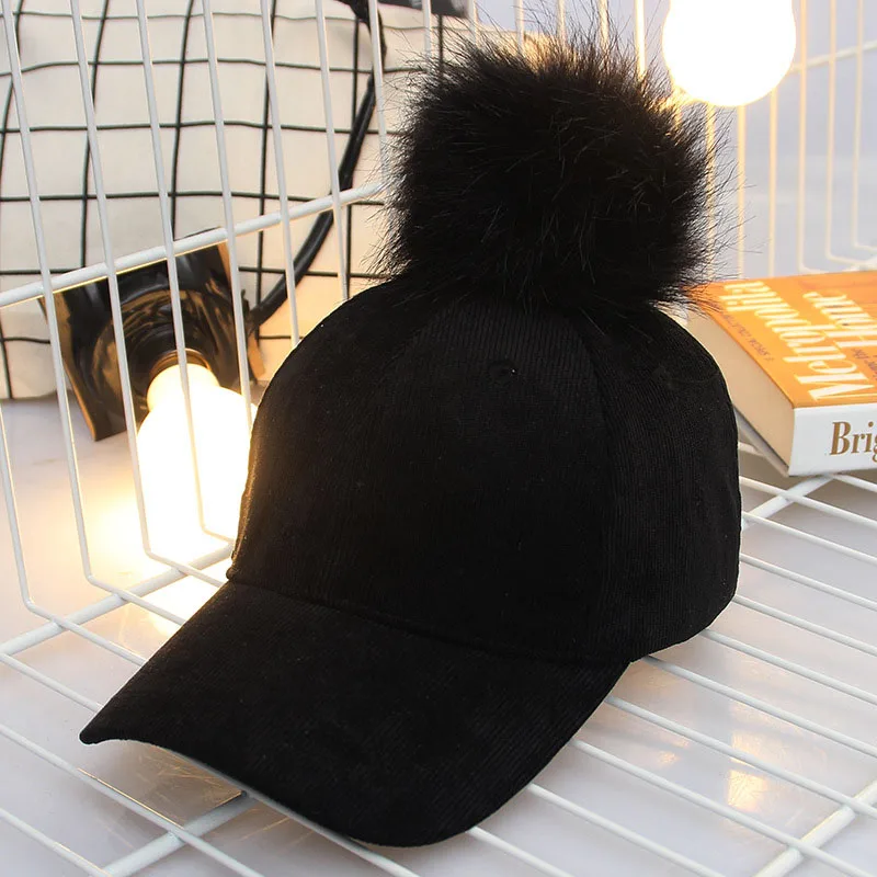 

Newly Women Faux Buckskin Ball Suede Cap Adjustable Baseball Hats Solid Hip Hop Winter Autumn Warm Caps VK-ING