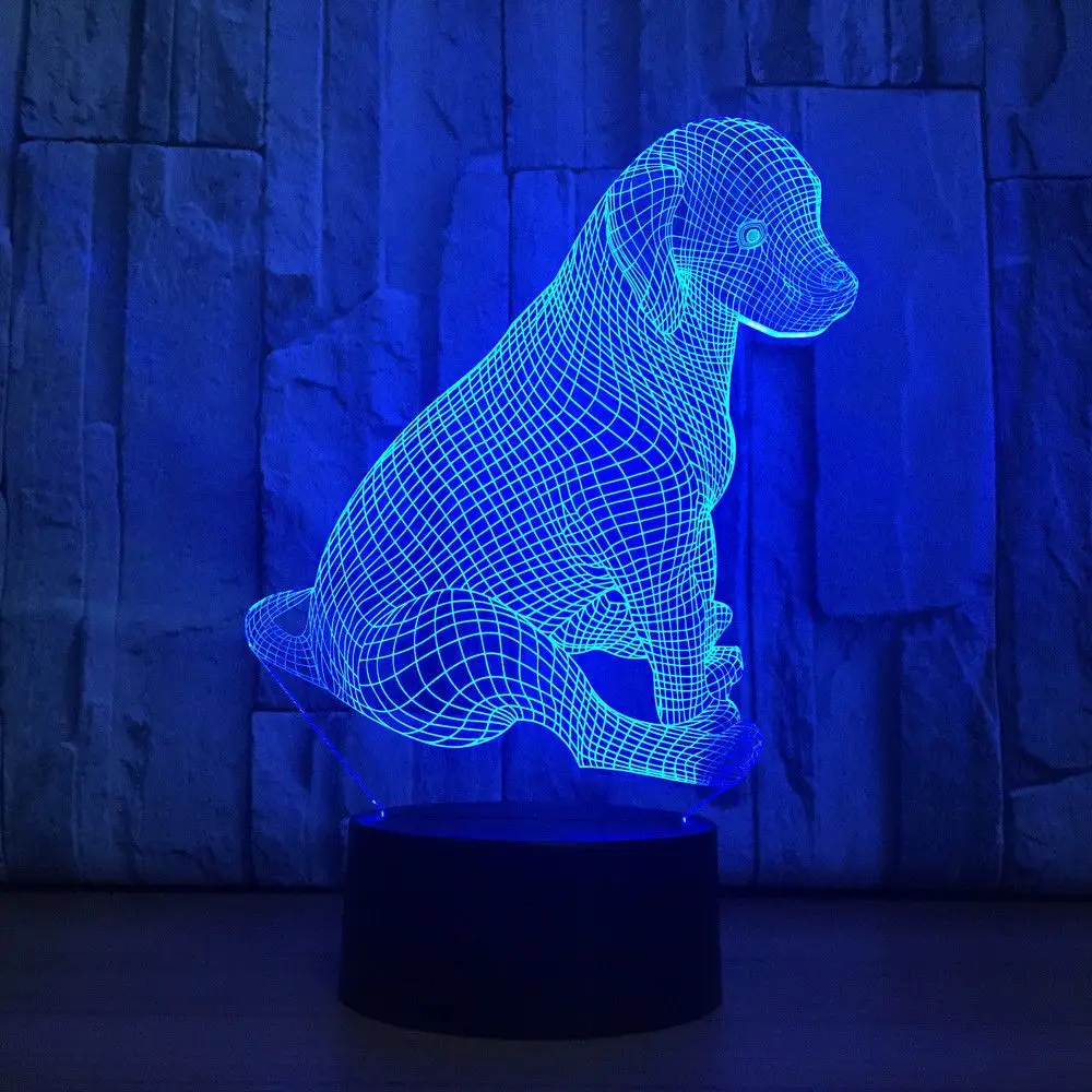 

3D Acrylic Sitting Dog Night Light 7 Color Change LED Desk Lamp Touch Room Decor Gift