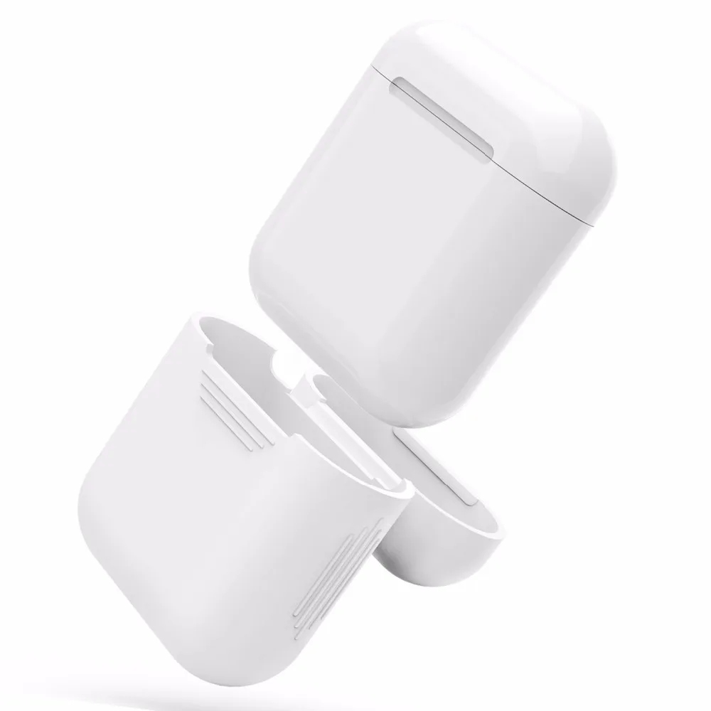 Силиконовый чехол для Apple Airpods, защитный чехол с защитой от потери, Беспроводные аксессуары для наушников, белый, черный, красный