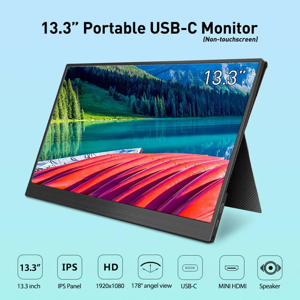 

Elecrow LCD Display 13.3 inch Portable USB-C Monitor Non-touchscreen 1920*1080P HDMI-Type C Design Screen for Raspberry Pi