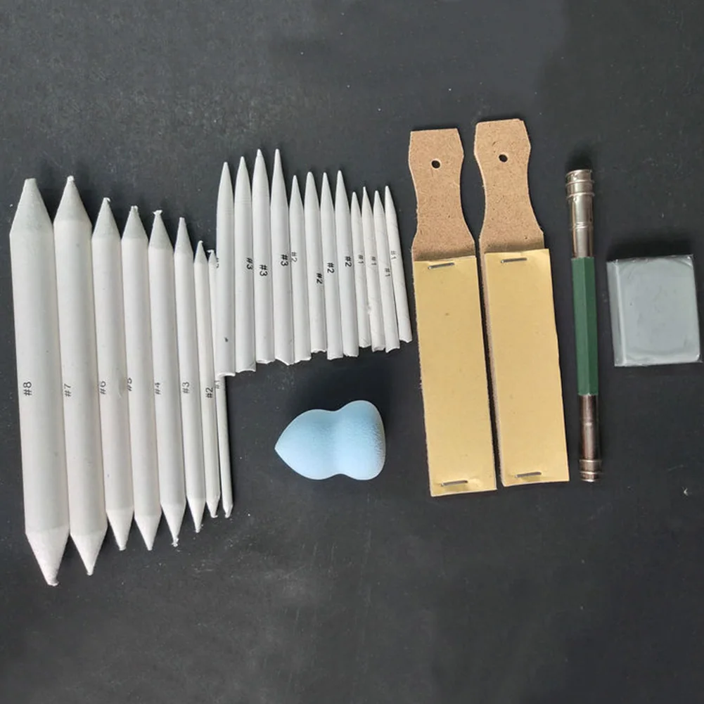 

25Pcs Pencil Set Erasable Sharpen Art Paper Professional Pastel Sketch Tools Beginner Stump Sandpaper Blending Smudge Stick