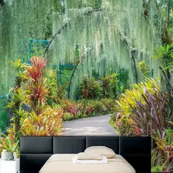 Идиллический сад зеленый природные пейзажи 3d фреска спальня гостиная диван ТВ фон 3d обои на заказ Ресторан