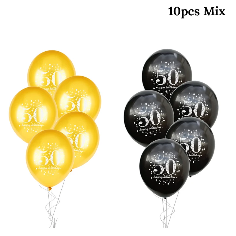 30 40 50 60 лет украшения на день рождения взрослые воздушные гелиевые цифры конфетти для воздушного шара цифровой Baloons Декор стенда латексные Globos - Цвет: 10pcs mix 50