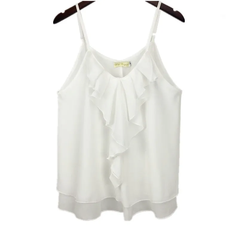 Белый Модные Cami Top корейский стиль сезон: весна–лето женский сексуальный Спагетти ремень V шеи бретели Большие размеры XS-5XL 6XL Холтер Топы - Цвет: Белый