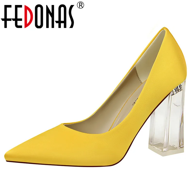 

FEDONAS Fashion New Women Crystal High Heels Pumps Elegant Silk Party Wedding Shoes Woman Slip On Basic Pumps Ladies Shoes