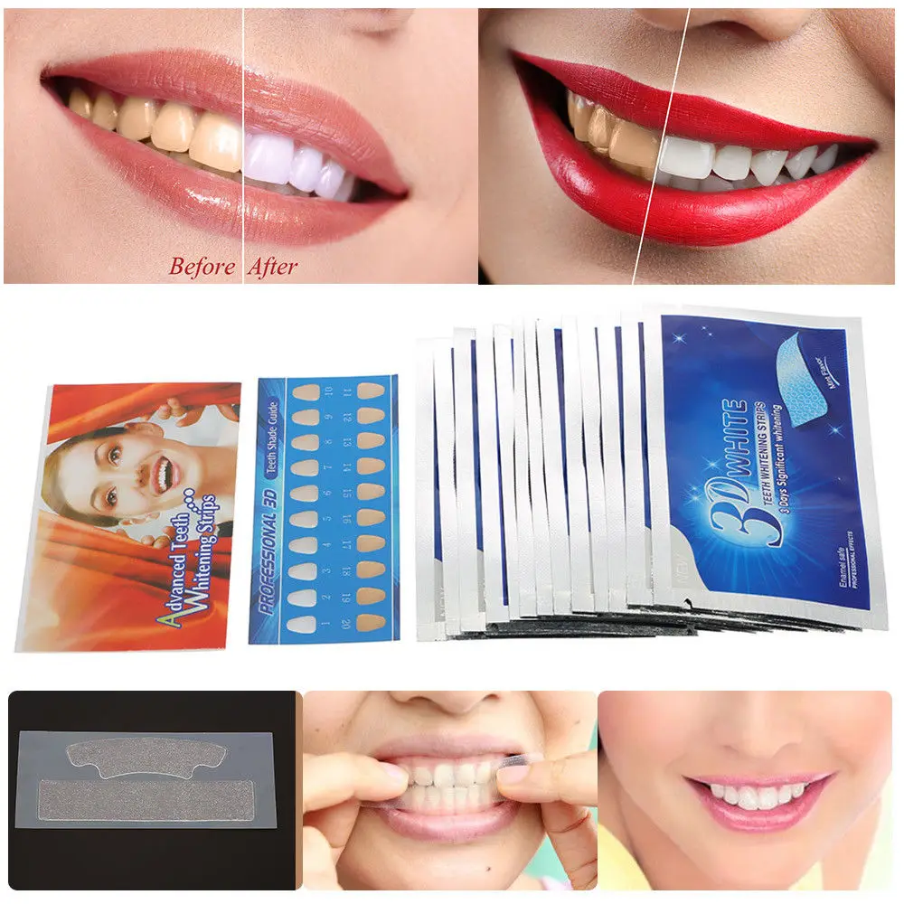 

28Pcs 3D White Gel Teeth Whitening Strips Oral Hygiene Care Double Elastic Teeth Strips Whitening Dental Blanchiment Dentaire