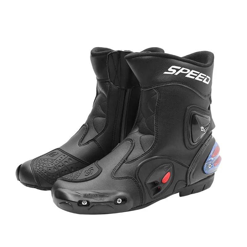PRO-BIKER/скоростные ботильоны с защитным механизмом; ботинки в байкерском стиле; обувь в байкерском стиле для езды на мотоцикле; гоночные ботинки для мотокросса; цвет черный, красный, белый - Цвет: Black
